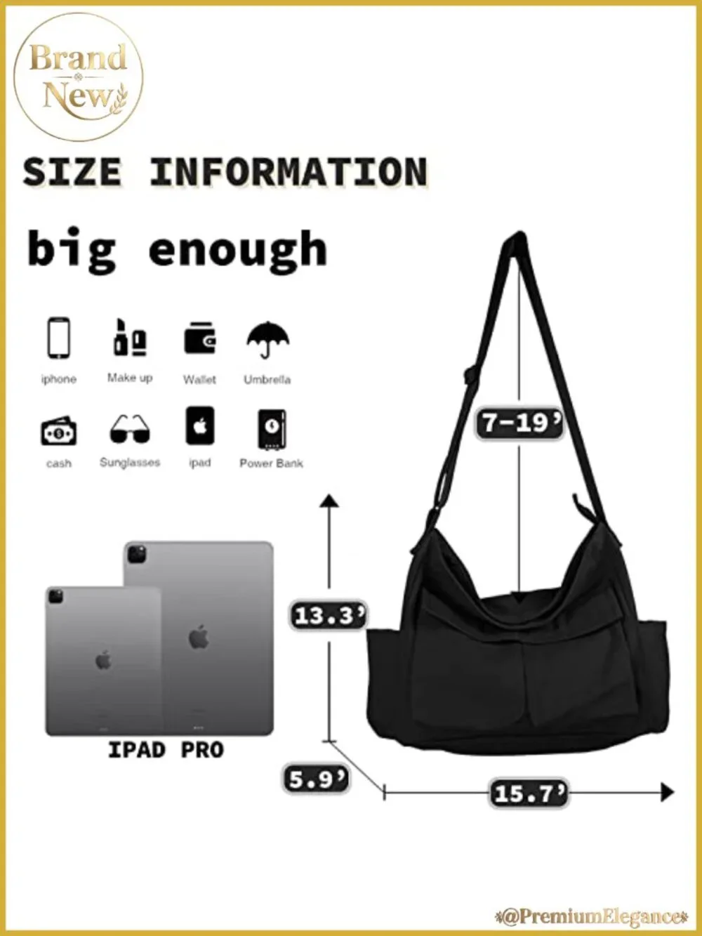 Canvas Messenger Bag Large Hobo Crossbody Tote with Multiple Pockets Shoulder